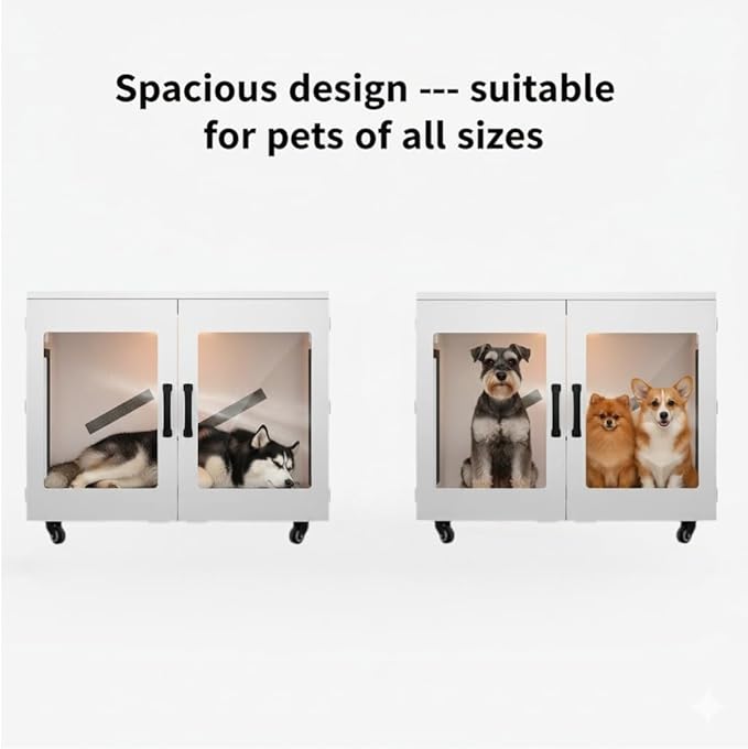 229L Large Capacity Pet Dryer Box Machine - Professional Dog Cat Grooming Blower with Smart Temp Control, Low Noise Pet Hair Drying Blow Box for Up to 100 lbs Pets