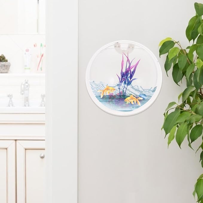 POPETPOP Wall-Mounted Acrylic Fish Tank Transparent Hanging Aquarium for Home Decor for Fish Water Plants Space-Saving Wall Decoration