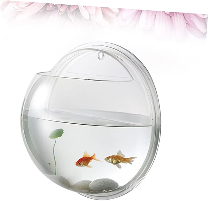 Mipcase Transparent Hanging Fish Hanging Fish Bowl Wall Mounted Fish Tank Wall Fish Tank Tank- Semi- Circulaire