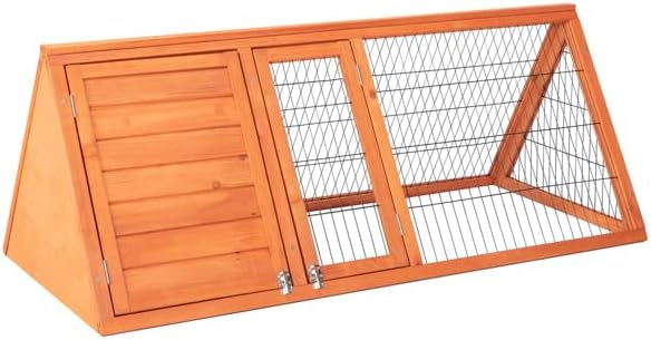 Rabbit Hutch & Chicken Coop Outdoor Small Animal Cage with Ventilated Wire Run, Emovable Tray for Quail, Bunnies, Guinea Pigs, Chicks – Backyard Poultry Hutch (Brown)