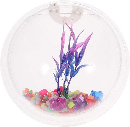 POPETPOP Wall-Mounted Acrylic Fish Tank Transparent Hanging Aquarium for Home Decor for Fish Water Plants Space-Saving Wall Decoration