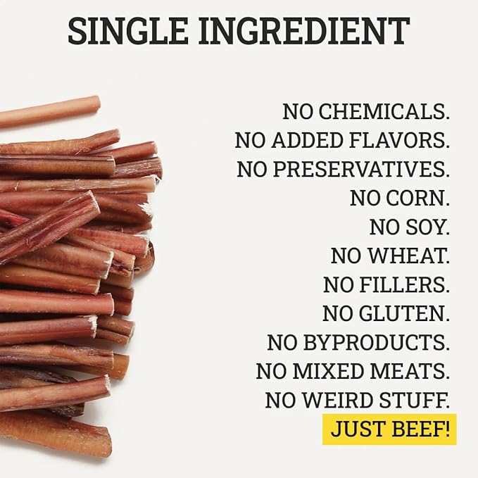 Supreme 12-inch Standard Bully Sticks by Sancho and Lola’s (5 Pack) All-Natural, Long-Lasting Dog Chew Treats - Free-Range, Grass-Fed Beef - Low Odor