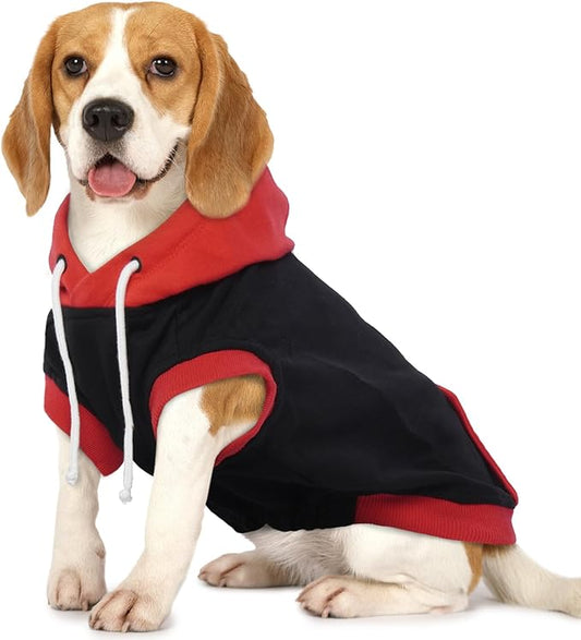 Dog Sweatshirt - Cotton Hoodie Soft Breathable Sweater for Medium Dogs, Sleeveless Clothes Cozy Coat for Spring Autumn Winter, Red XL
