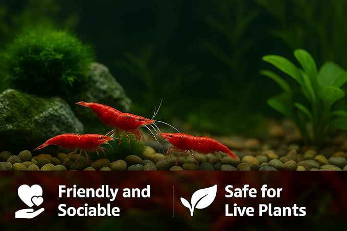 Yashkun Fire Red High-Grade Cherry Shrimp Neocaridina Freshwater Aquarium, Live Arrival (10)