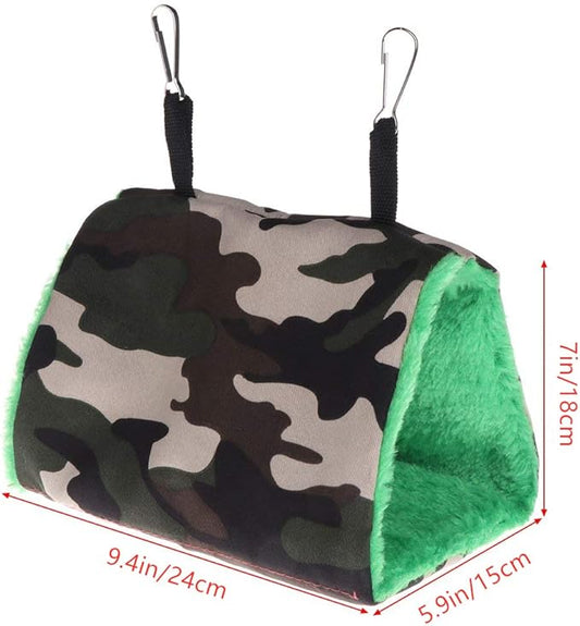 Hypeety Bird Nest House Hammock Hanging Bed Winter Warm Bird Hut House Tent Fuzzy Plush Birds Hut Hideaway for Parakeet Cockatiel Conure Lovebird Budgie Cage Perch Stand Swing (Random Color) (M)
