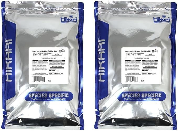 (2 Pack) Hikari Sinking Cichlid Gold Pellets for Pets, Mini - 2.2 Pound Bags (4.4 Pounds Total)