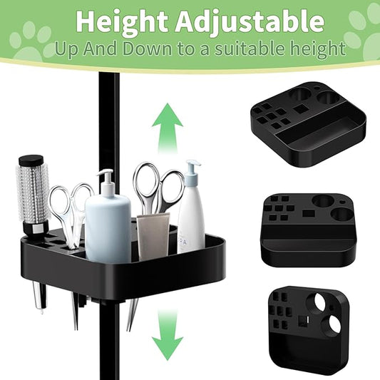 VFK 36''/47''Large Dog Grooming Table, Foldable Pet Station at Home, Dog Grooming Table,Adjustable Cat Drying Desktop with Arms, Nooses, Mesh Tray (Basic pet Table, 36" Black)
