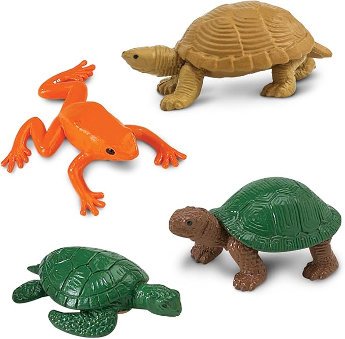 Safari Ltd. Frogs & Turtles TOOB - 12 Mini Frog and Turtle Figurines - Educational Toy Set for Boys, Girls,and Kids Ages 3+