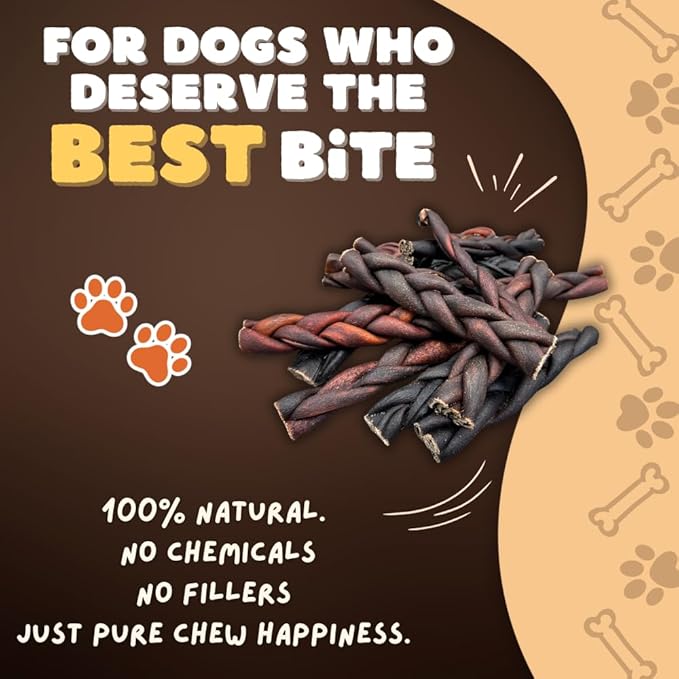 Woofley's 6 Inch Braided Collagen Sticks for Dogs - (50 Count) Bully Stick Rawhide Alternative Dog Chews No Hide Bones for Medium & Large Dogs