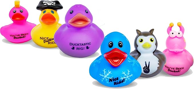 Rubber Ducks with 5 Fun Themed Logos for Jeep Ducking – 25 Pack of Assorted Mini Duckies with Variety Designs for Off-Road Duckers, Trail Gifting, Dashboard and 4x4 Fun, Bulk Rubber Duck for Adults