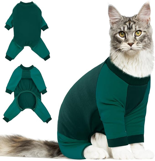 DENTRUN Cat Recovery Suit - Kitten Hair Sticky Onesie, Surgical Cone Alternative Shirts for Female, Male Cat Recovery After Surgery - Prevent Hair Spreading - Pajama Apparel