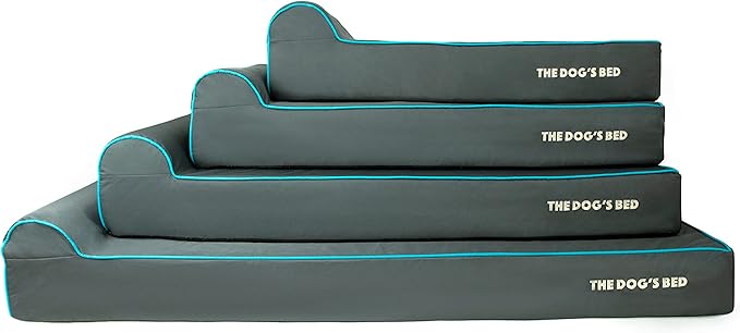 The Dog’s Bed Orthopedic Headrest Dog Bed XL Grey/Blue 46x25, Memory Foam, Pain Relief for Arthritis, Hip & Elbow Dysplasia, Post Surgery, Lameness, Veterinary Approved, Waterproof Washable Cover