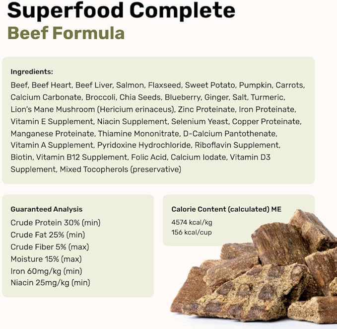 by Katherine Heigl- Superfood Complete, Air-Dried Adult Dog Food - High Protein, Zero Fillers, Superfood Nutrition (64 Ounce (Pack of 4), Beef)