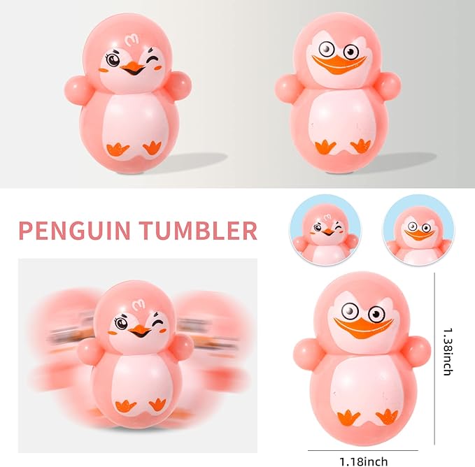 60pcs Mini Animal Tumbler Toy Set for Kids Party Favors, righting Doll Fidget Toys, Cute Tumbler Toy Roly-Poly self-righting Doll Tumbler Bulk Toys for Boys Girls, Classroom Prizes, Pinata Fillers