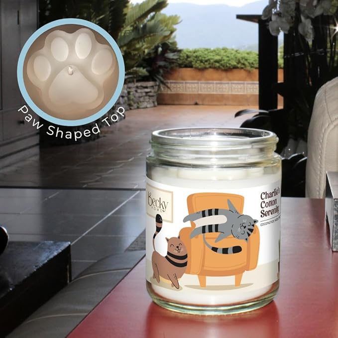 9oz Pet Odor Eliminator Deodorizer Candle, Long-Lasting Cotton Scented, Non Toxic, Natural Plant-Based Wax Blend
