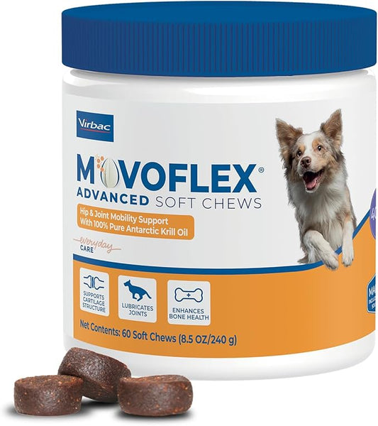 Advanced Soft Chews Hip and Joint Support Supplement for Medium Dogs 60 Count by Virbac