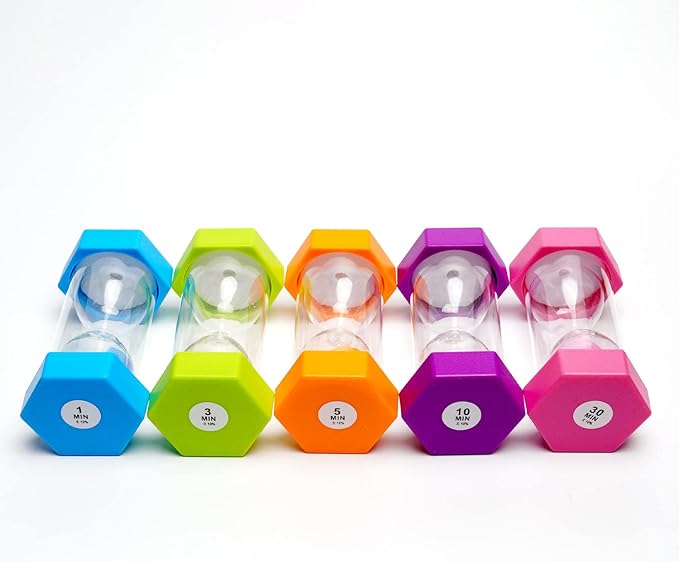 SANDTIMER 5 PcsColorful Hourglass, Sand Timers, Acrylic Hourglass Timer, Kitchen Timer,1/3/5/10/30 Minutes Sandglass for Classroom, Home, Kitchen, Office Decoration