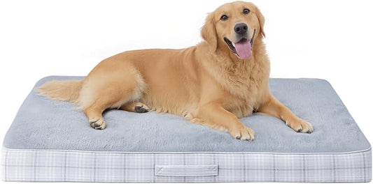 MIHIKK Washable Orthopedic Dog Bed for Large Dogs, XXL Waterproof Pet Bed with Egg Crate Foam Strong Support, Machine Washable Cover & Anti-Slip Bottom & Durable Zipper 47x29(Gray)