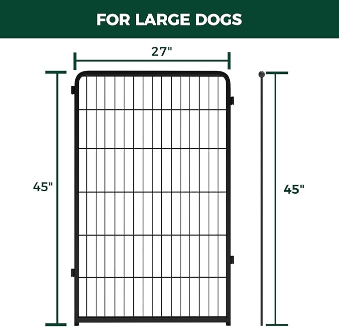 FXW Homeplus Unleashed Indoor Dog Playpen - Stress-Free and Safe Play, Heavy Duty 45 Inch 2 Panels Dog Pen for Large Dogs, Black│Patented