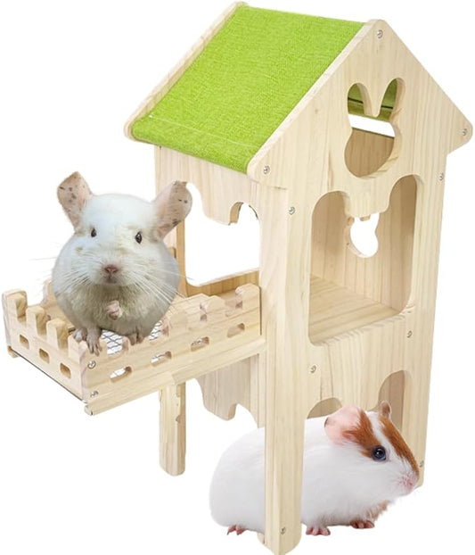 Wooden Guinea Pig Hideout, Bunny Houses and Hideouts Climbing Toys, Hamster Maze, Small Animal Accessories for Rabbit, Chinchilla, Rat, Mice, Gerbil (Combinations 3)