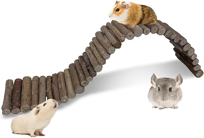 Hamiledyi Hamster Bridge Wood Hamster Climbing Ladder Rat Ladder Bridge Small Animals Cage Accessories for Dwarf Syrian Hamster Mice Gerbils Sugar Glider Rat (21.7×3.5IN)