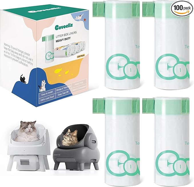 100 Count 27" x 13" Cat Litter Box Bags, Neakasa M1 and PetPivot Litter Bags, Automatic Litter Box Liners with Drawstring, Extra Thick Leak-Proof Pet Waste Bags