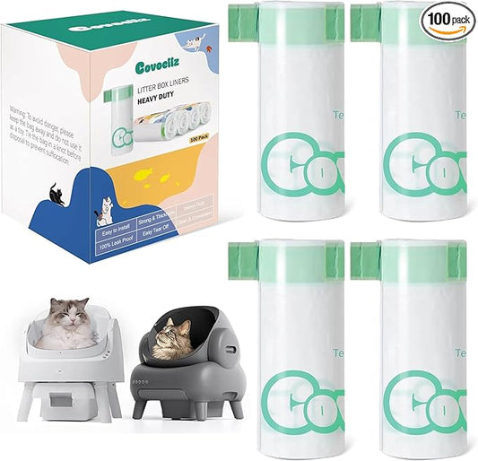 100 Count 27" x 13" Cat Litter Box Bags, Neakasa M1 and PetPivot Litter Bags, Automatic Litter Box Liners with Drawstring, Extra Thick Leak-Proof Pet Waste Bags
