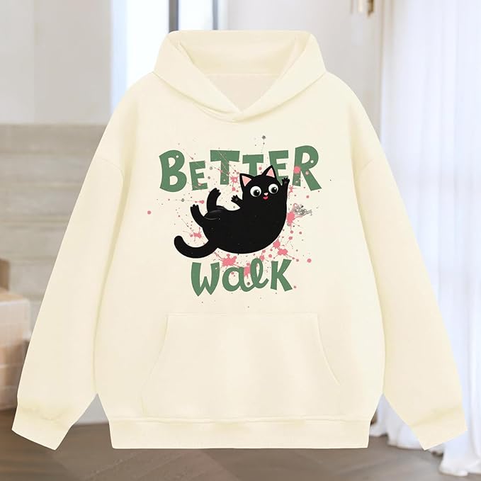 Oversized Hoodies for Women 2025 Trendy Cute Dog Cat Print Sweatshirts Hooded Pullover Tops with Kangaroo Pocket
