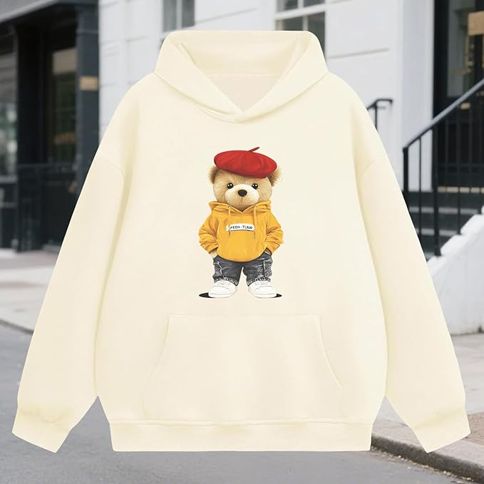 Oversized Hoodies for Women 2025 Trendy Cute Dog Cat Print Sweatshirts Hooded Pullover Tops with Kangaroo Pocket