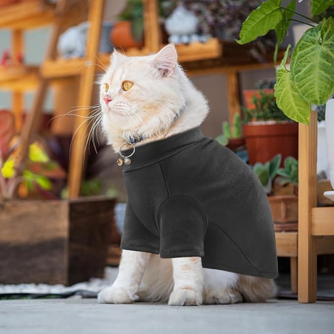Idepet Sphynx Cats Sweater 2 Pack,Turtleneck Hairless Cat Shirt Soft and Warm Kitten Clothes with Sleeves Pullover Pet Winter Pajamas Jumpsuit for Cat Puppy (Black&Purple, Medium)