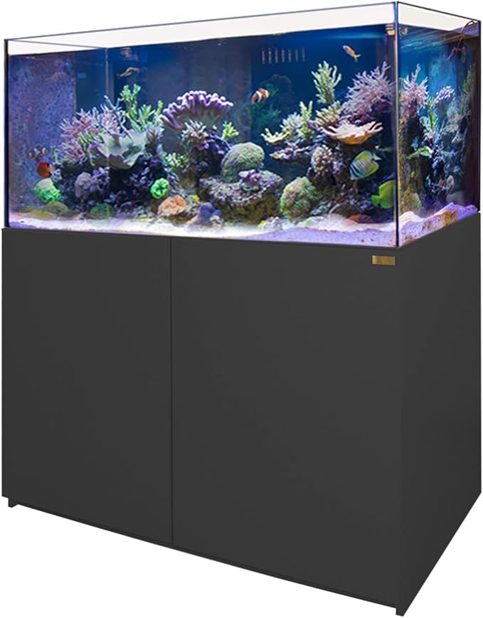 Coral Reef Aquarium Tank | 130 Gallon Ultra Clear Glass with Sump, Black