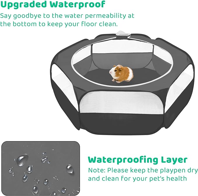 Amakunft Small Animal Pop-Up Playpen with Mesh Cover, 47'' x 23.6'' x 15'' Chicken Brooder Box, Play Pen Indoor Outdoor for Guinea Pigs, Bunny, Rabbits, Ferrets, Chinchillas, Kittens