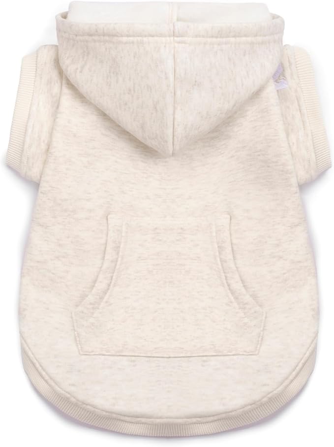 Koneseve Dog Hoodie Fleece, Cat Sweater Warm with Pocket - Soft Clothes for Daily Wear, Basic Hooded Sweatshirts, Winter Coat Clothing, Comfort Tee Shirt Fit for All Breeds Pet - Beige - L