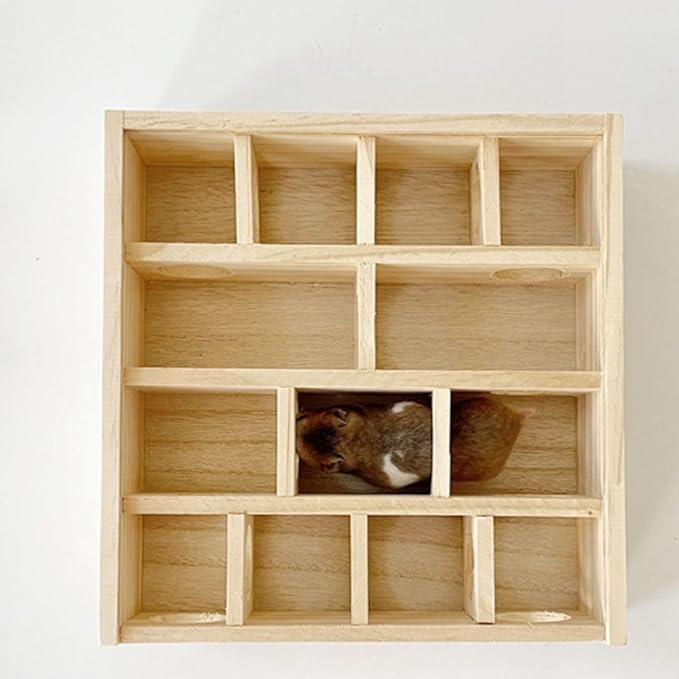 Wooden Maze Tunnel Toy, Small Pet Animals Activity Sport Labyrinth Dwarf Hamster Play Toys Maze Tunnel Mice Wooden Funny Toy