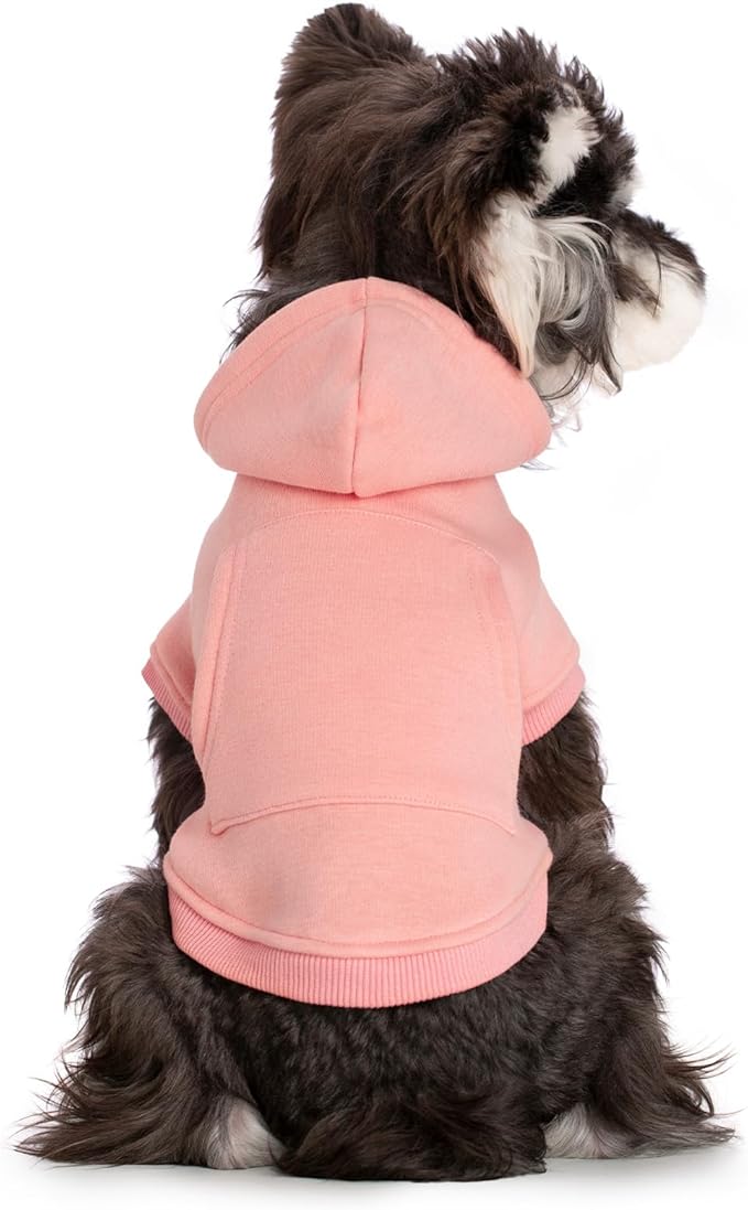 Koneseve Dog Hoodie - Fleece Warm Sweater with Pocket, Soft Clothes for Daily Wear, Basic Hooded Sweatshirts, Winter Coat Clothing, Comfort Tee Shirt Fit for All Breeds Pet - Pink - 2XL