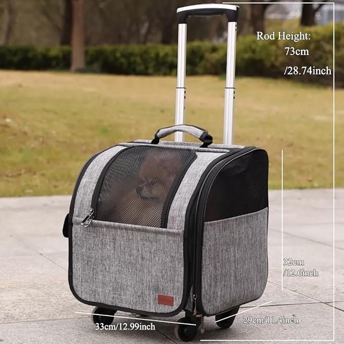 HSC PET Cat Strollers Small Dog Carriers Softsides Softsides Backpacks for Mobility-impaired Pets Travel Strollers Puppy Detachable Rolling Slide with Wheels,Bunny Rabbit Kittens Puppy Outdoor (Grey)