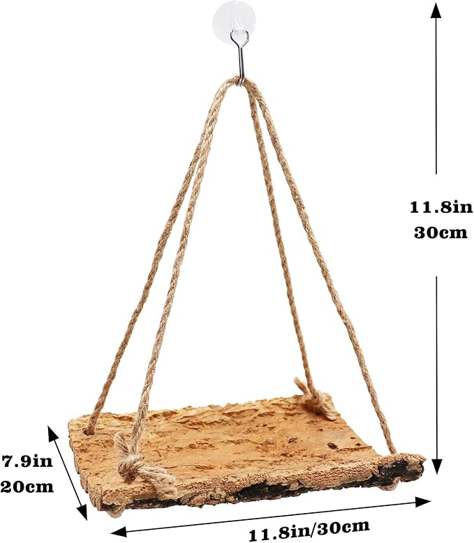 Hermit Crab Climbing Toy, Natural Wooden Reptile Swing Toy, Pet Cage Tank Aquarium Accessories for Hermit Crab Lizard Chameleon Hamster Guinea Pig Chinchilla Bird Parrot