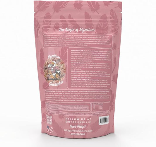 Mycelium Pet Bird Harvest Blend Bird Seed | Organic Food for Cockatiels, Lovebirds & Conures | Fruits, Vegetables, Egg, Vitamins & Minerals | Supports Feather & Digestive Health | 5 lb Bag