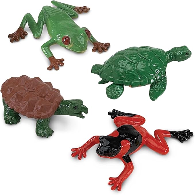 Safari Ltd. Frogs & Turtles TOOB - 12 Mini Frog and Turtle Figurines - Educational Toy Set for Boys, Girls,and Kids Ages 3+