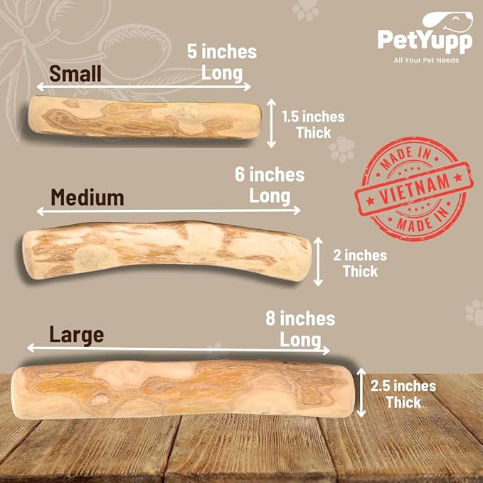 Natural Coffee Wood Dog Chew Small, 2 Count - Promotes Dental Health, Reduces Tartar & Chewing Exercise for Aggressive Chewers, Small, Medium & Large Dogs - Safe Chew Toy for Puppy