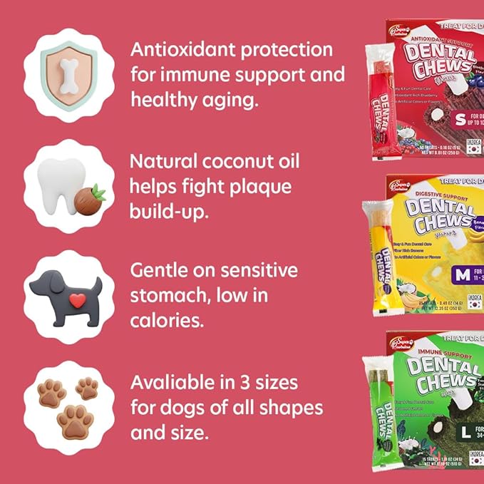 SuperPaw Dental Chews for Dogs - Healthy Dog Dental Treats for Teeth and Gums, Natural Chew Toy Alternative, Teeth & Gum Cleaning - Small, Blueberry, Pack of 1