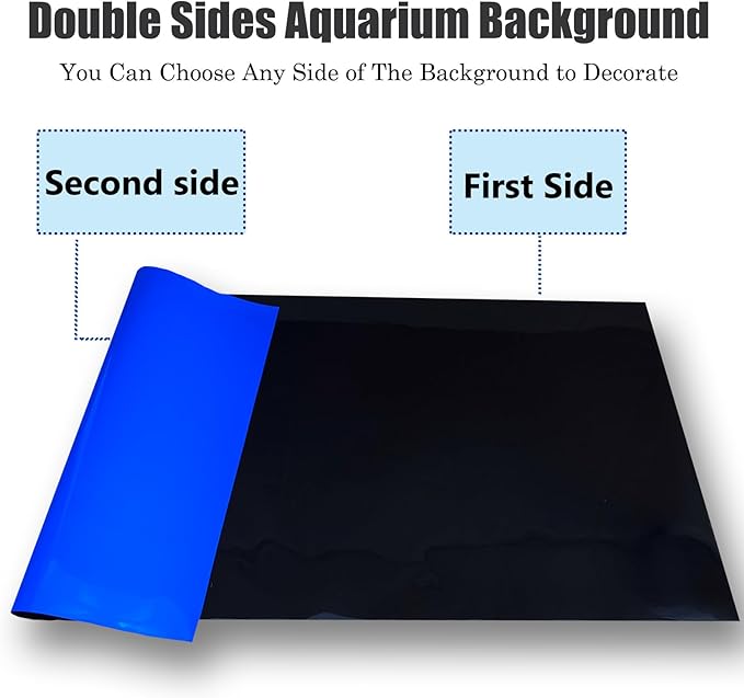 Blue Black Aquarium Background Poster Fish Tank Background Wallpaper Aquarium Backdrop Double-Sided Fish Tank Decorations Paper 16"x 41"