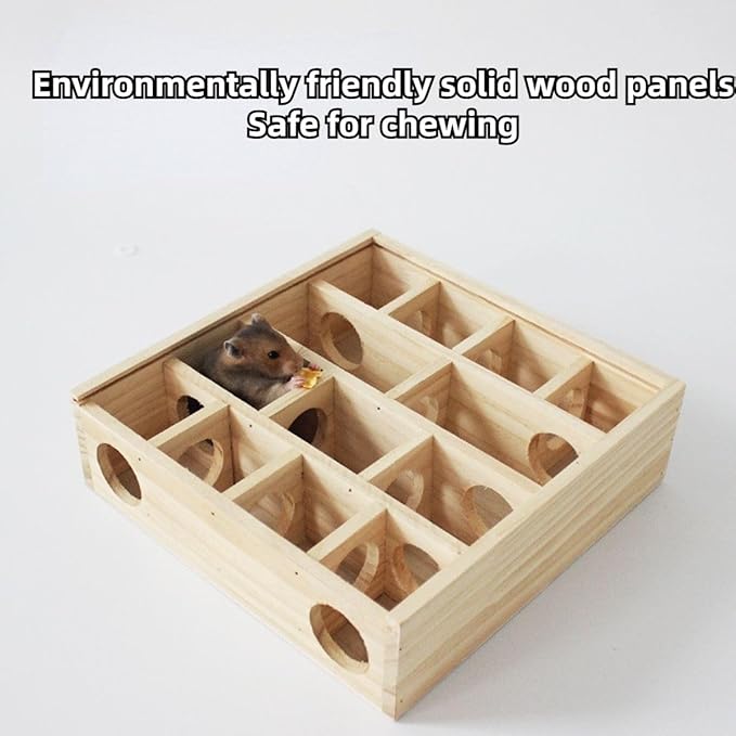 Wooden Maze Tunnel Toy, Small Pet Animals Activity Sport Labyrinth Dwarf Hamster Play Toys Maze Tunnel Mice Wooden Funny Toy