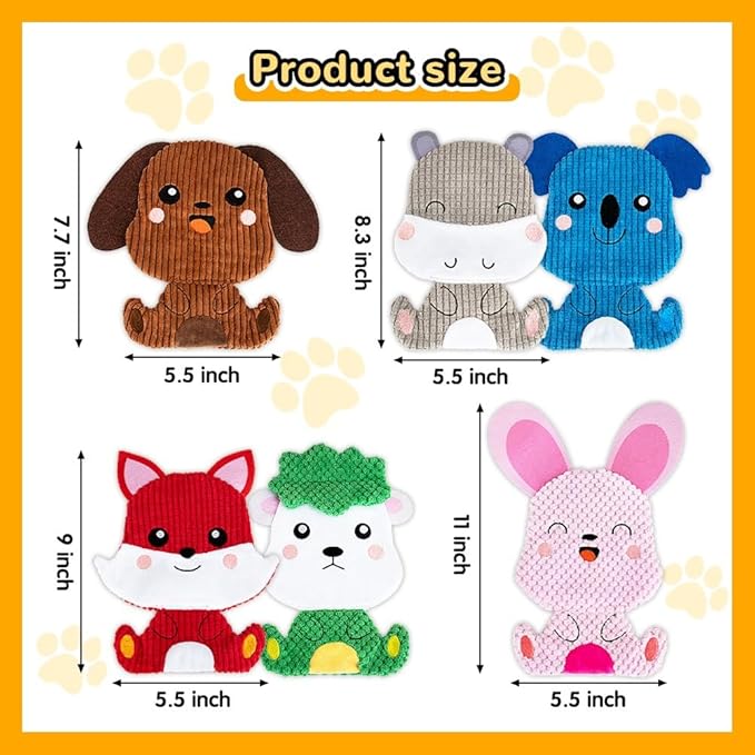 6 Pack Squeaky Dog Toys No Stuffing,Durable Crinkle Chew Toys for Small & Medium Breeds,Interactive Puppy Teething Toys,Cute Plush Pet Gifts for Boredom Play & Training