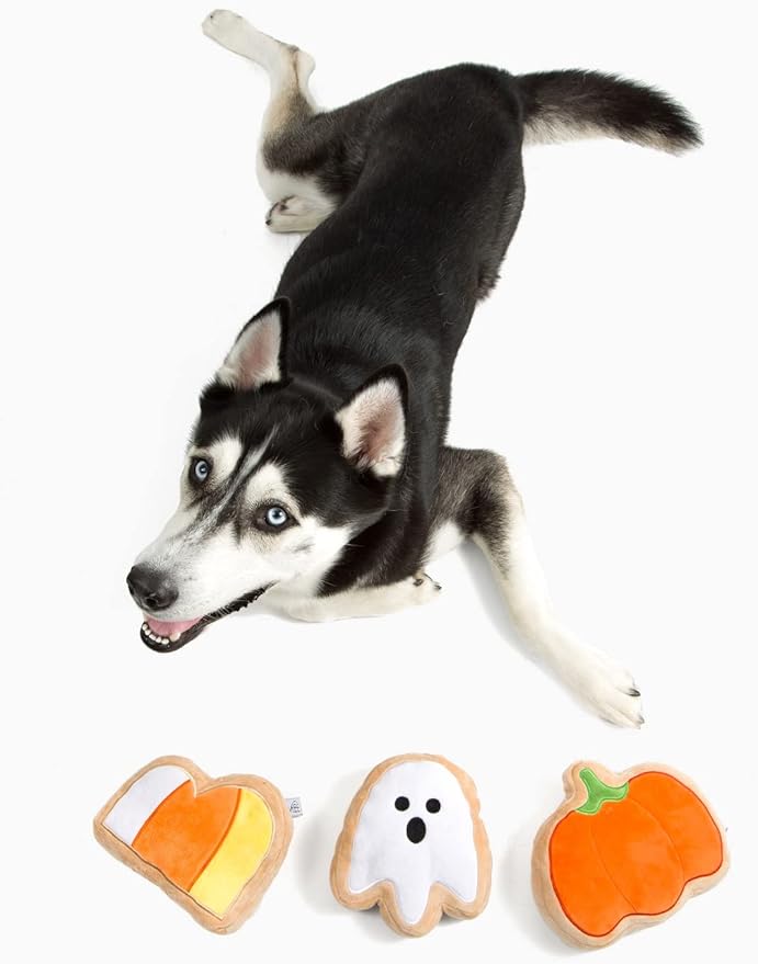 Midlee Boo Sugar Cookie Halloween Plush Dog Toys (Small)