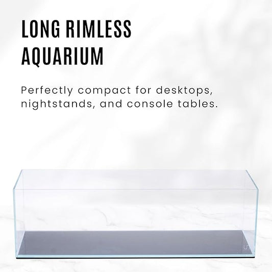 UNS Ultra Clear Rimless Tank - 11.8GAL | 45L - 35.43x7.87x9.84 | 90x20x25 CM, 6mm Glass Thickness, Leveling Mat Included - Low Iron, High Clarity Fish Tank w/ 45° Mitered Edge - [90B]
