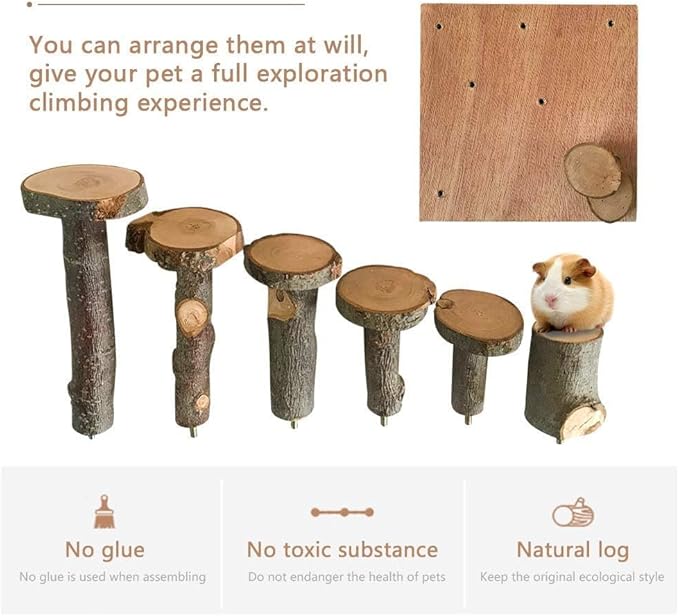 Hamster Climbing Wooden Stand Platform Hamster Cage Playground Natural Wood Bridge ramp Toys for Dwarf Hamsters Syrians Gerbil Mouse Rat