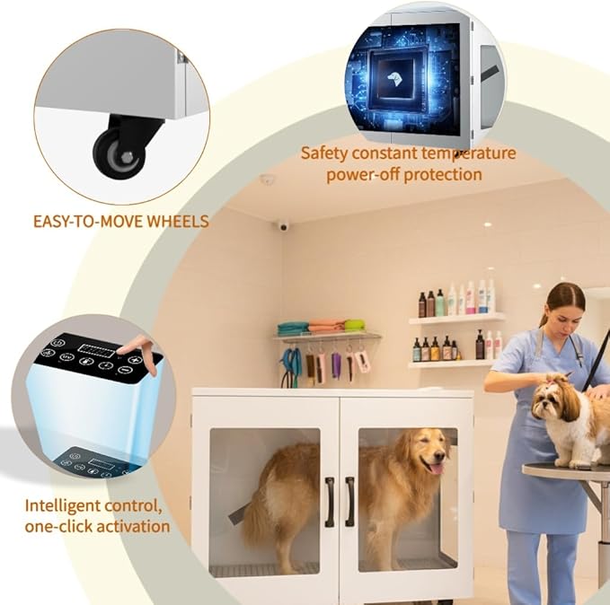 229L Large Capacity Pet Dryer Box Machine - Professional Dog Cat Grooming Blower with Smart Temp Control, Low Noise Pet Hair Drying Blow Box for Up to 100 lbs Pets