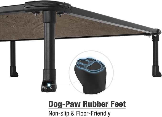 Veehoo Chew Proof Elevated Dog Bed - Cooling Raised Pet Cot - Rustless Aluminum Frame and Durable Teslin Mesh, Unique Designed No-Slip Feet for Indoor or Outdoor Use, Brown, XX-Large, CWC2002