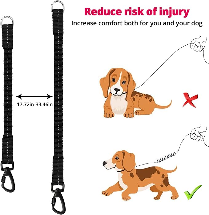 Long Dog Leash 50 FT: Heavy Duty Rope Leashes for Dogs Training with Swivel Lockable Hook Reflective Threads Bungee and Padded Handle - Dog Lead for Large Small Medium Dogs Outside Walking Hiking Pink